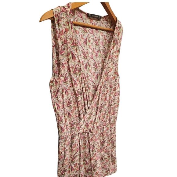 Zara Paisley Floral V-neck Short Sleeveless Romper L - Picture 6 of 15